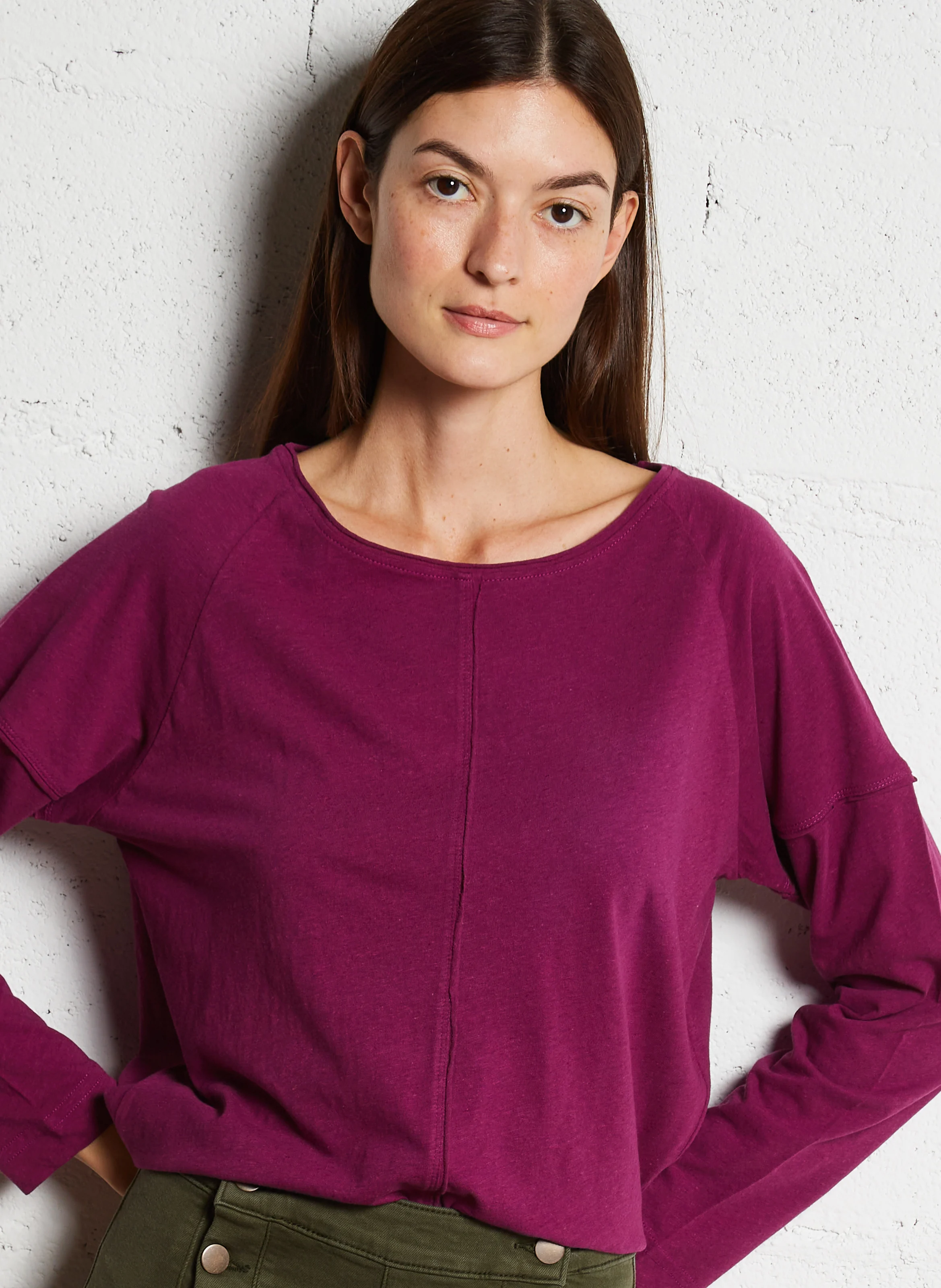 DAKOTA - Tee-shirt col bateau en coton mélangé | Rose