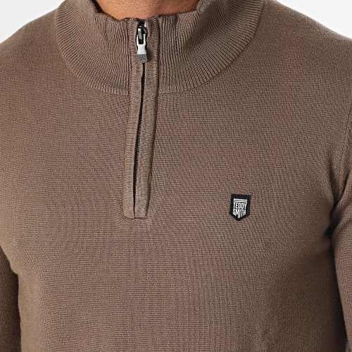Pull Col Zippé Marty 2 Marron