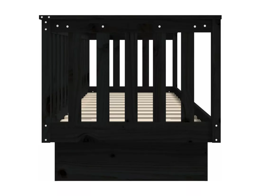 Lit de jour sans matelas noir 75x190 cm bois de pin massif