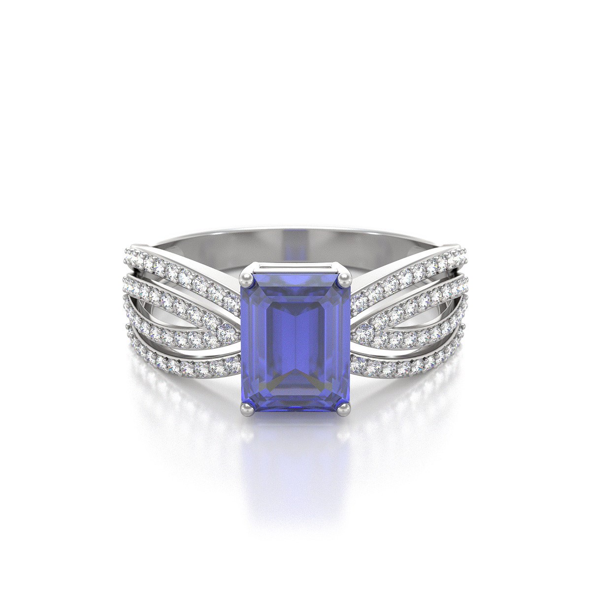 Bague Tanzanite et diamants sur Argent 925 2.97grs