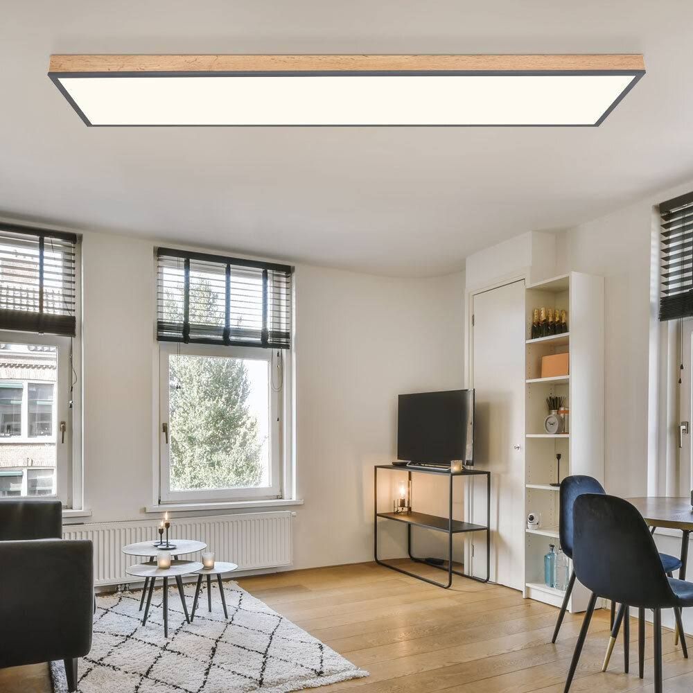 globo Deckenleuchte Wohnzimmerlampe Deckenpanel LED Holzoptik Fernbedi