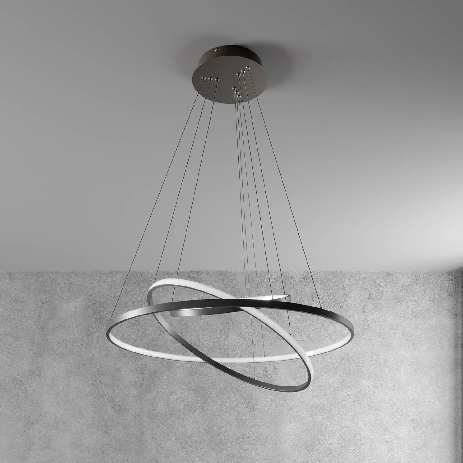 Lucande LED Ezana dimmbar (Modern) in Alu aus Metall (1 flammig,) Wohnzimmerleuchte