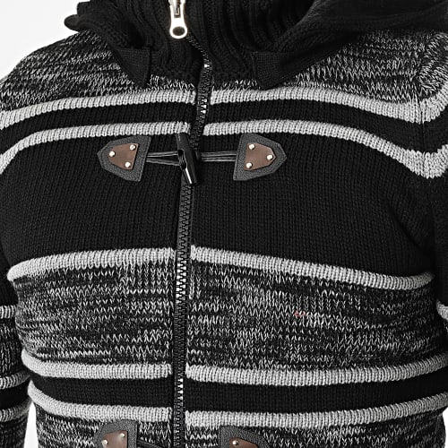 Gilet Zippé Capuche 3000 Noir Gris Clair