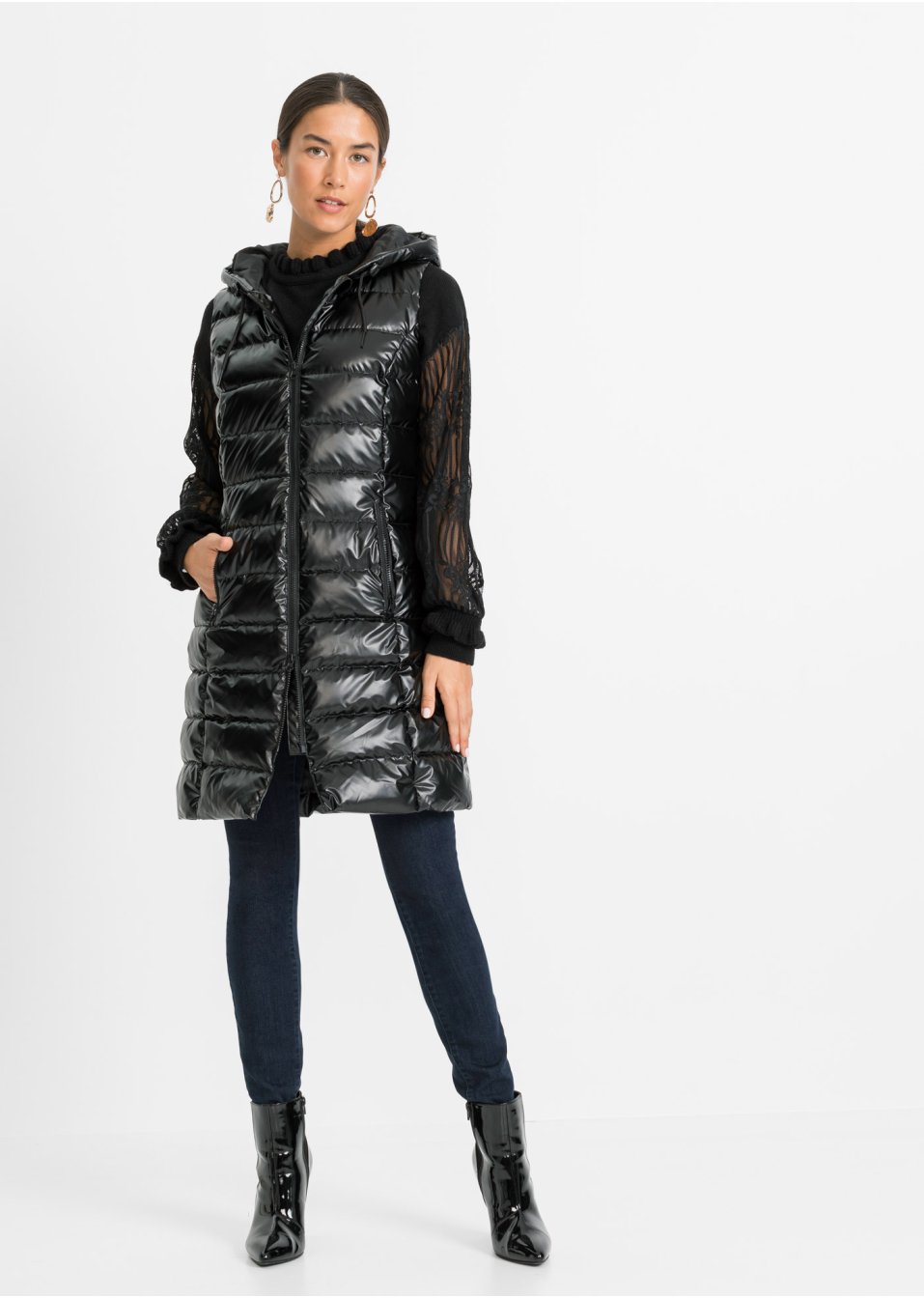 Gilet matelassé sans manches, effet brillant
