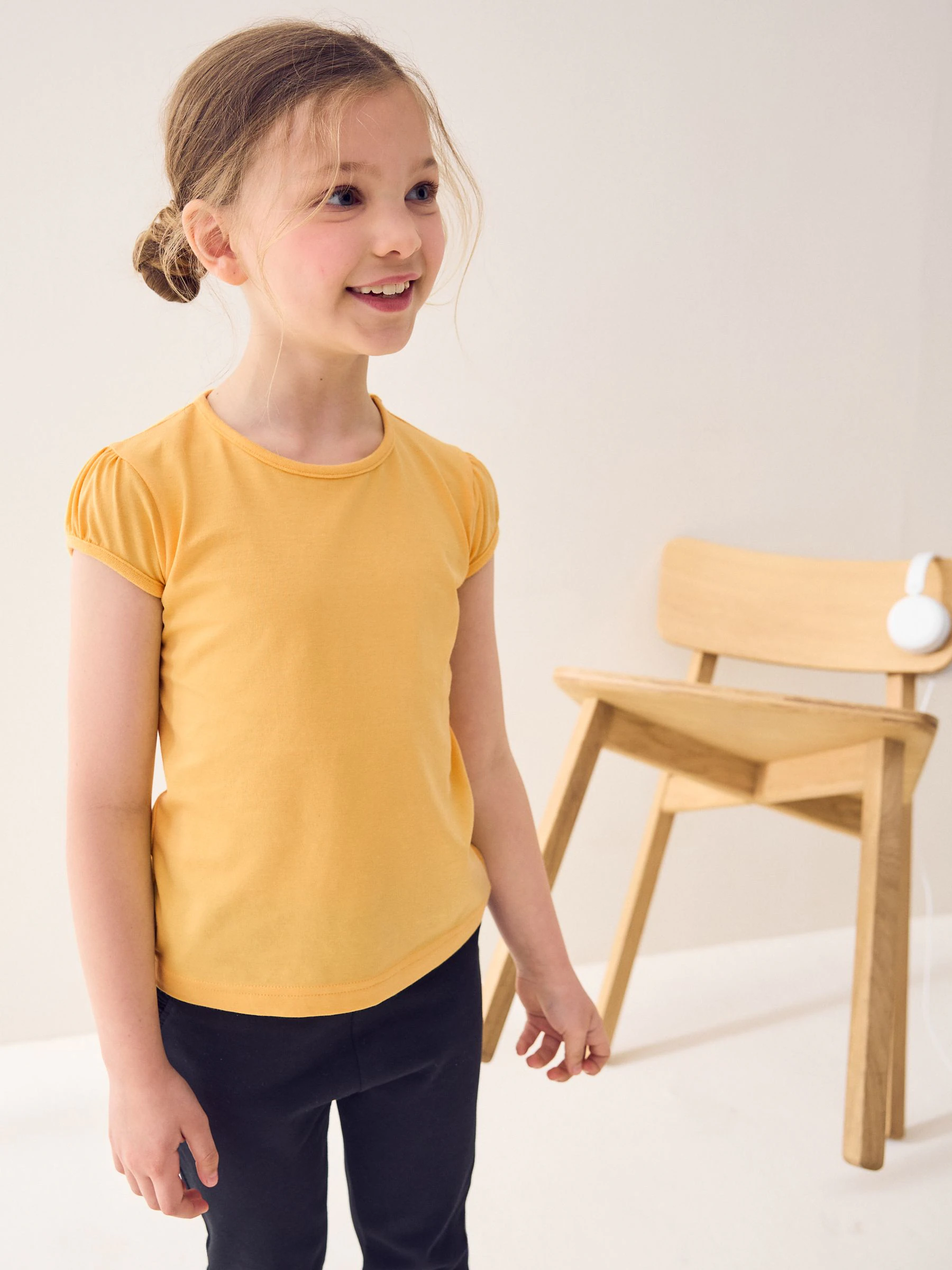 Geel - 2 -pack T-shirts met pofmouwen (3-16jaar)
