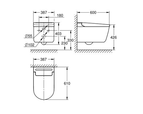 GROHE Sensia douche-wc-set, rimless, met hygiënedouche en geurafzuiging, hoogglans wit met coating, inclusief toiletzitting 36507SH0