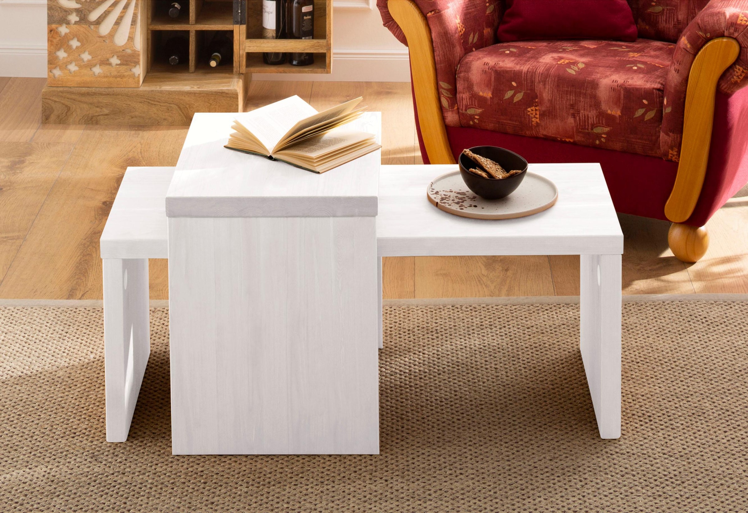 Home affaire Couchtisch »Leinz« Set, 2 Stk. tlg. aus Kiefer, Tischplatten in zwei Stärken erhältlich, Breite 100 cm