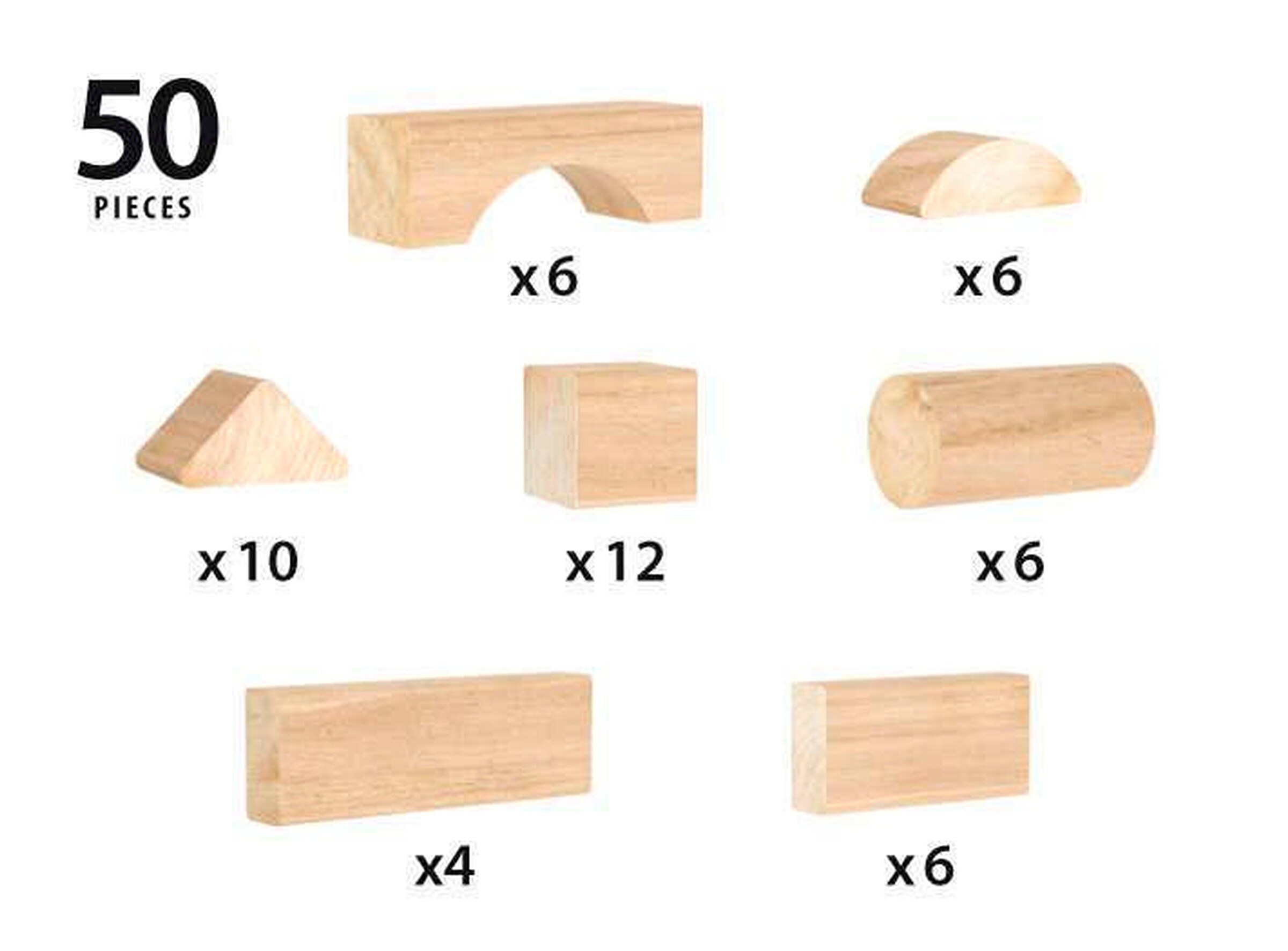 BRIO Natur Holzbausteine, 50 Teile