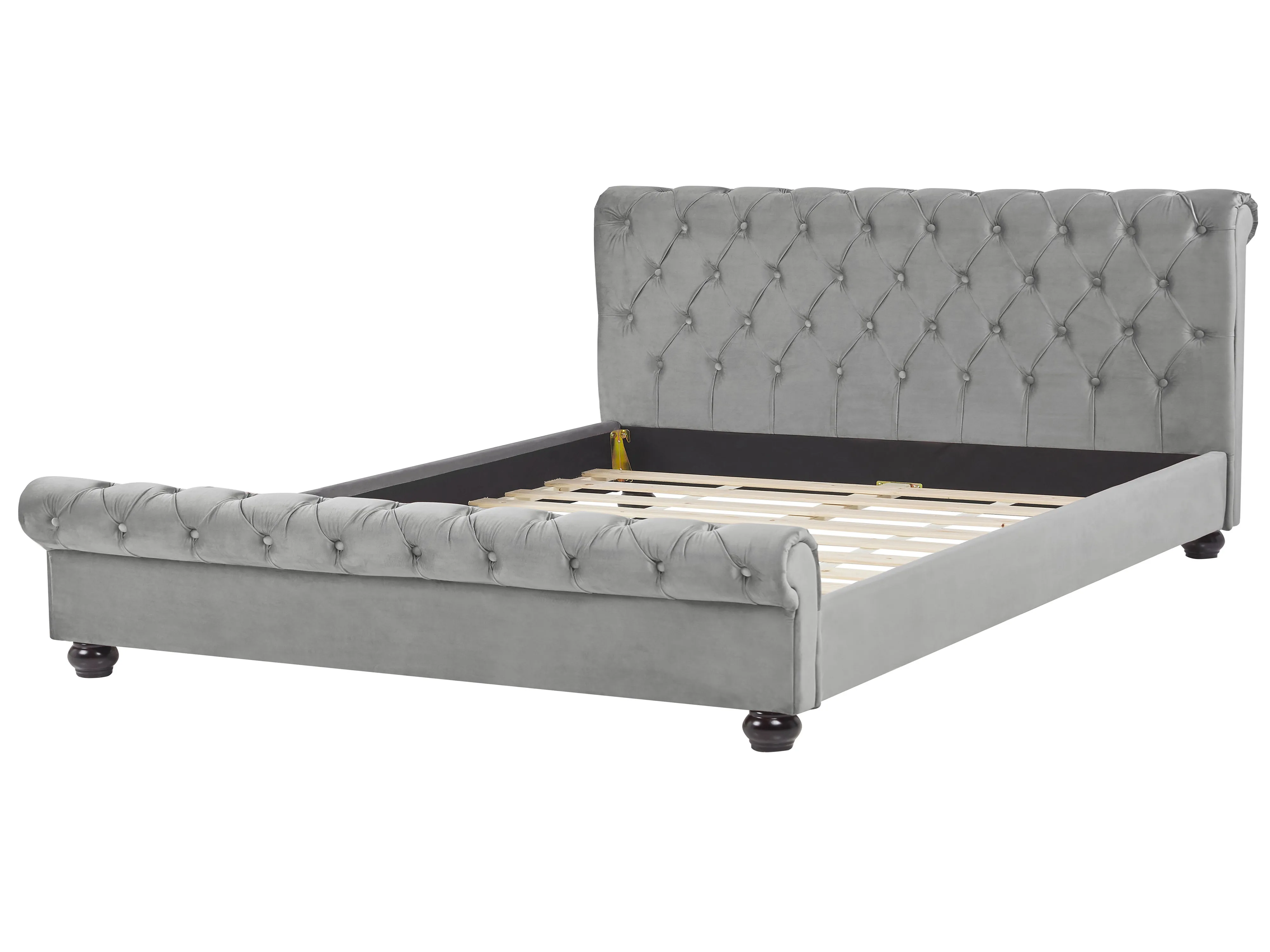 Bed Fluweel AVALLON 180 x 200 cm Grijs