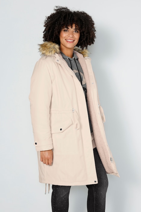 Parka, Straight Fit, Teddyfutter, Kapuze, 2-Wege-Zipper, Langarm