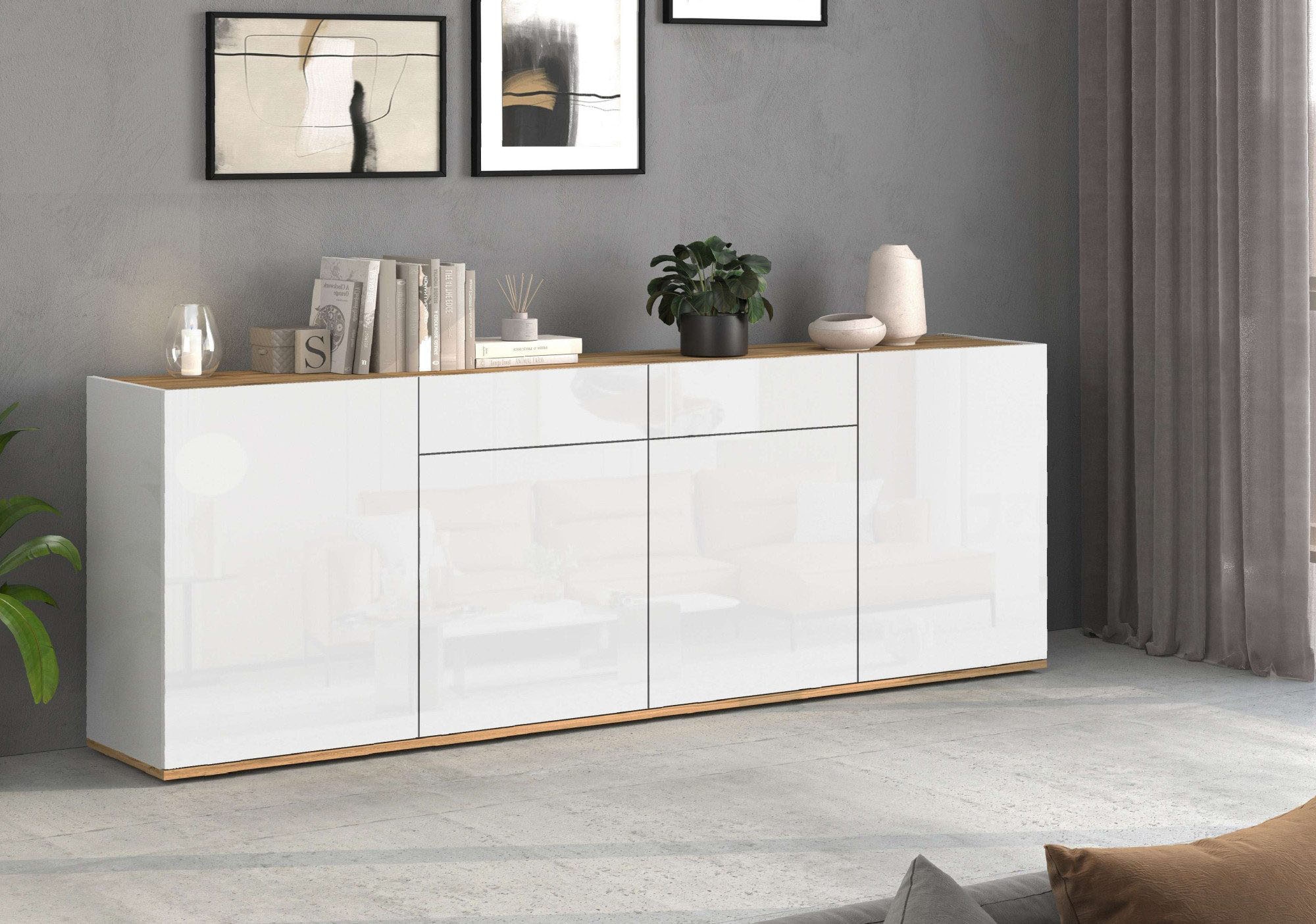 INOSIGN Sideboard »GARDA, Kommode, Schrank, untere Türen mit Push-to-Open, Made in Italy« 1 Stk. tlg. 4 Türen, 2 Schubladen, grifflos Breite 200 cm