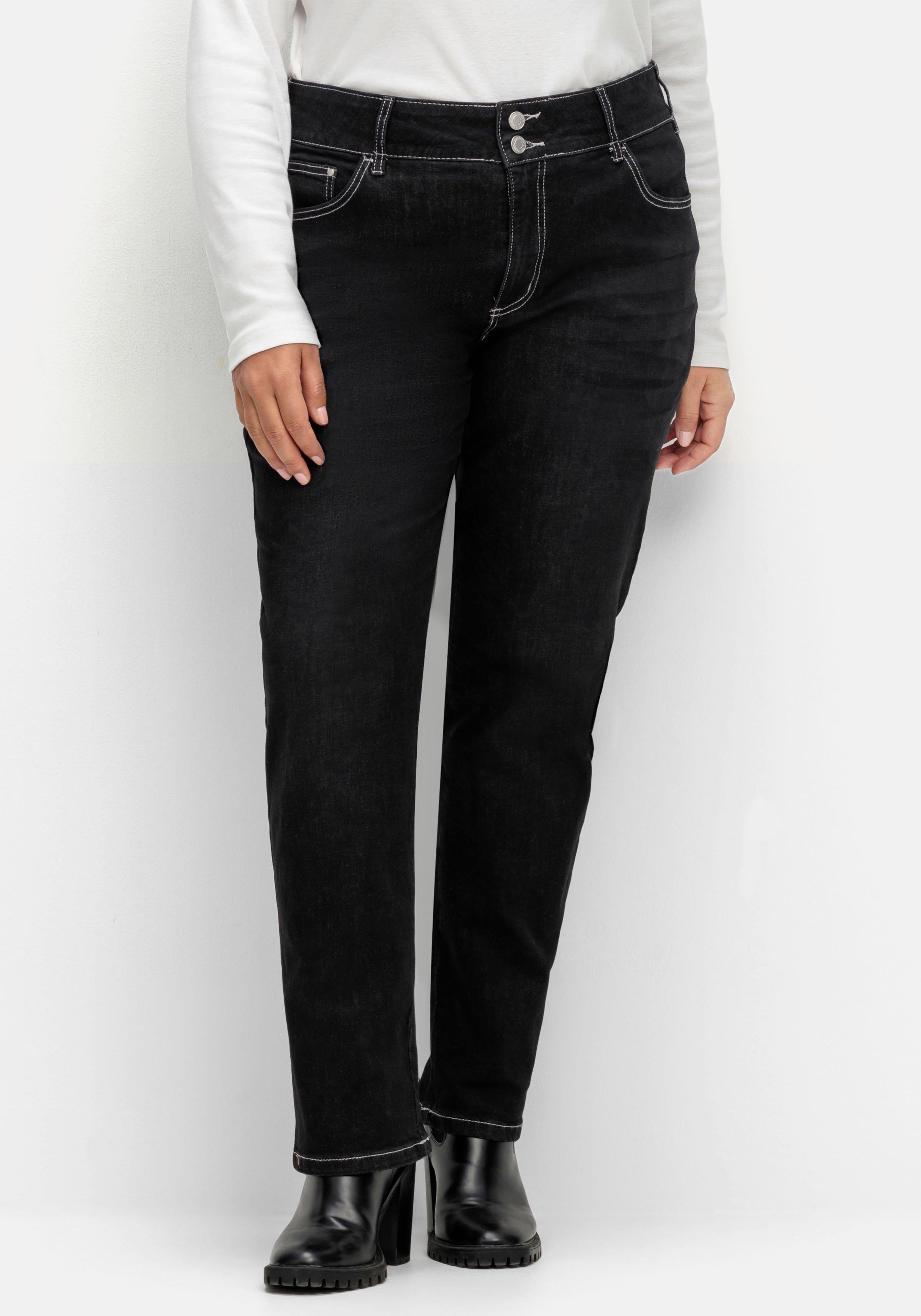 Gerade Jeans mit breitem 2-Knopf-Bund