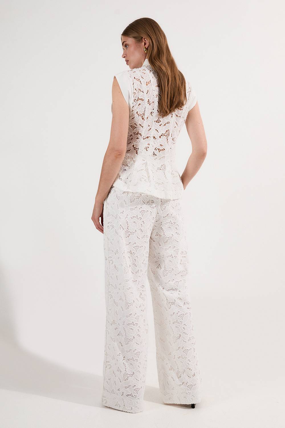 KarenMillen Pantalon Droit en Tissage Ajouré