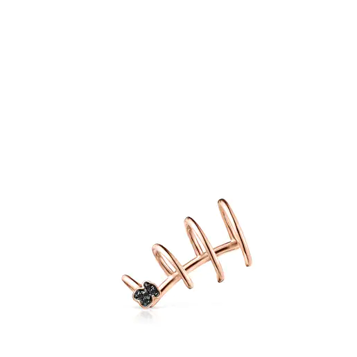 Brinco espiral com banho de ouro rosa 18k sobre prata e detalhe de espinélio.