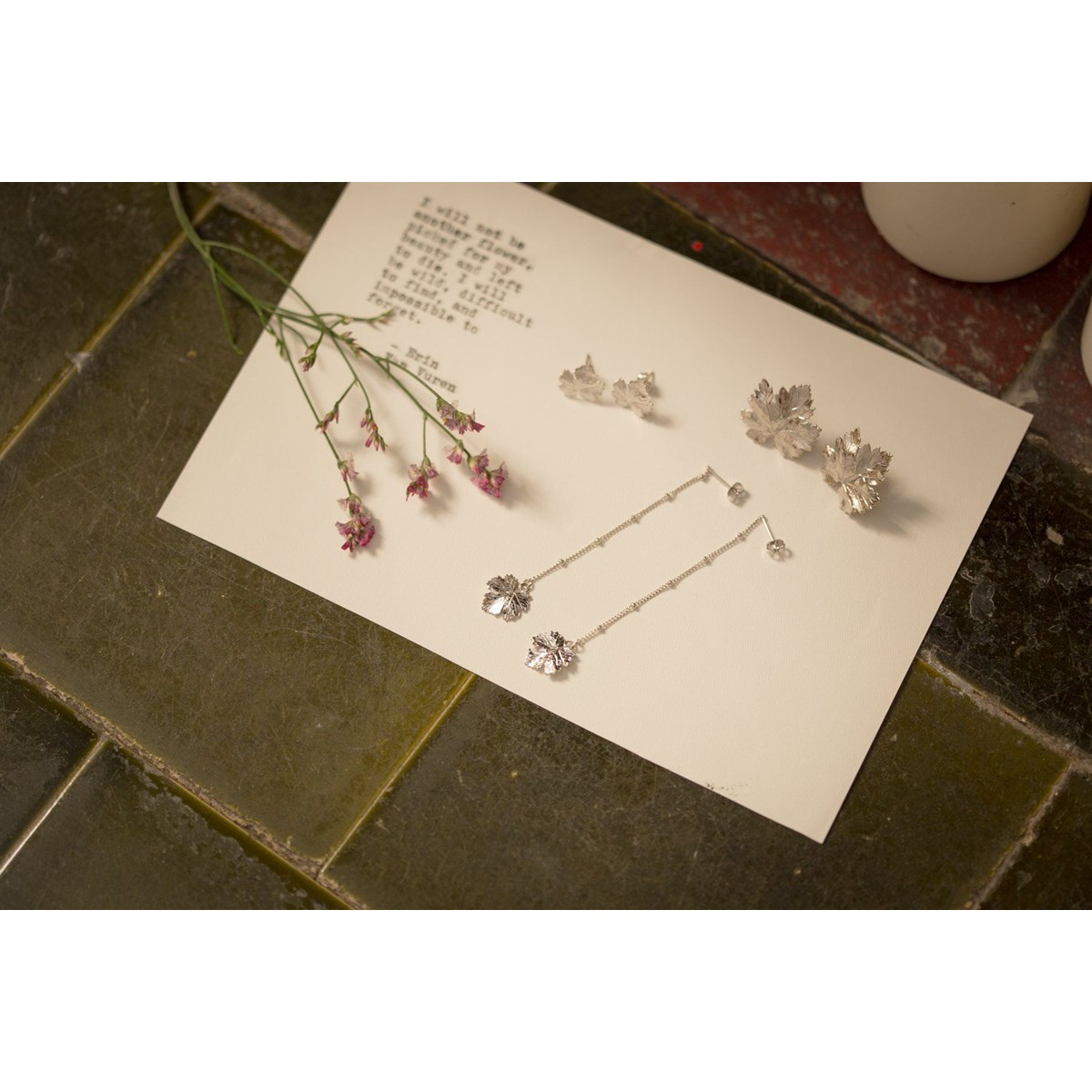 maxi boucles d'oreilles puces feuilles plaqué argent - HÉRA