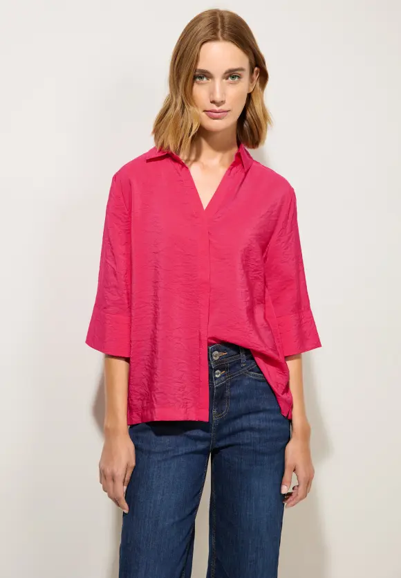 Hemdkragenbluse mit Struktur - coral blossom