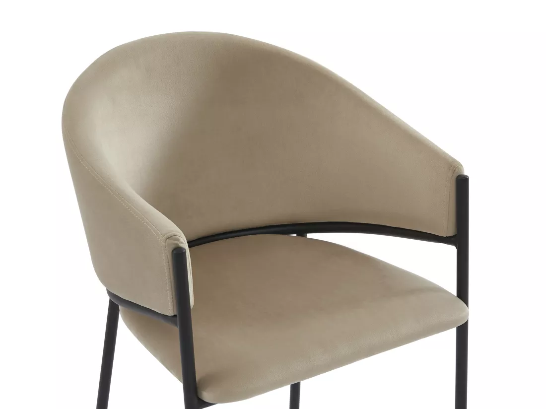 Lot de 2 chaises avec accoudoirs en velours et métal noir - Beige - ORDIDA de Pascal MORABITO