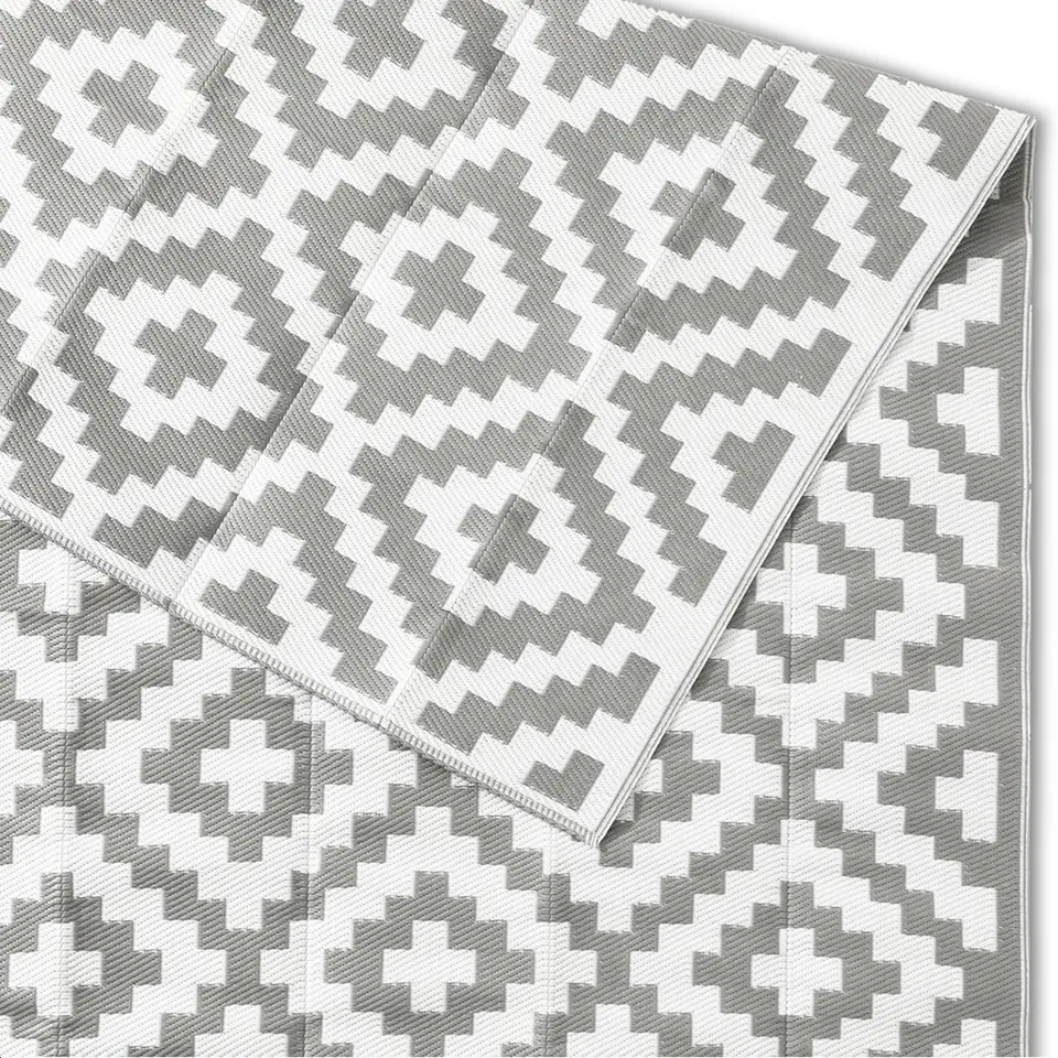 Goliving Buitenkleed Summer Diamond - 183x290CM - Draagtas - Grijs/Wit
