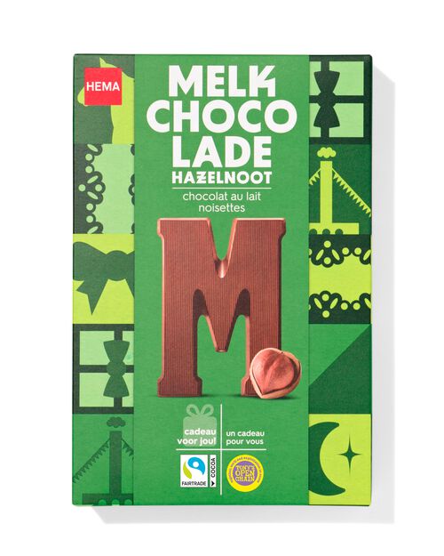 lettre M en chocolat aux noisettes 140g