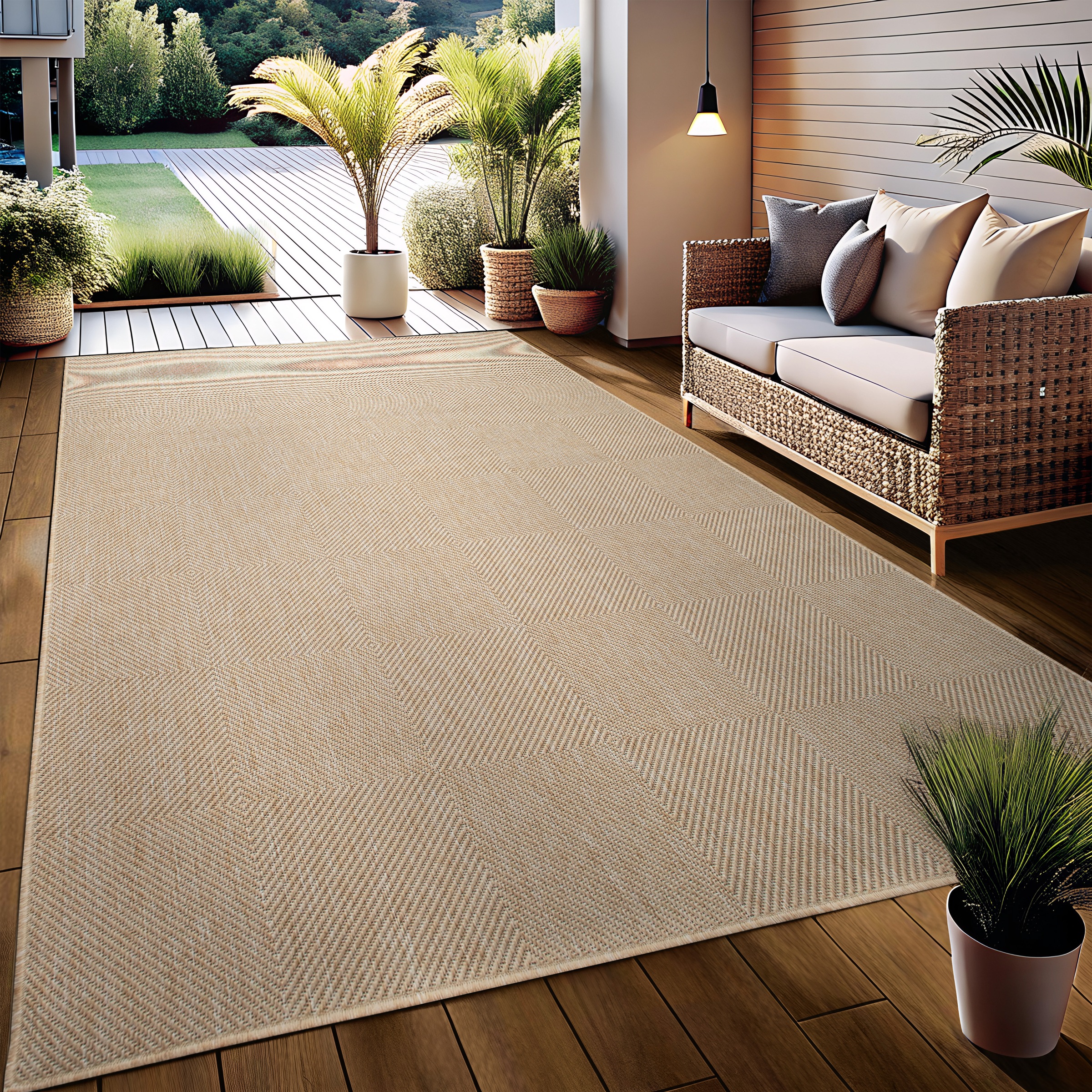 my home Teppich »Anna, auch als Läufer erhältlich« rechteckig 3 mm Höhe In- und Outdoor geeignet, Sisal-Optik, Wetterfest & UV-beständig