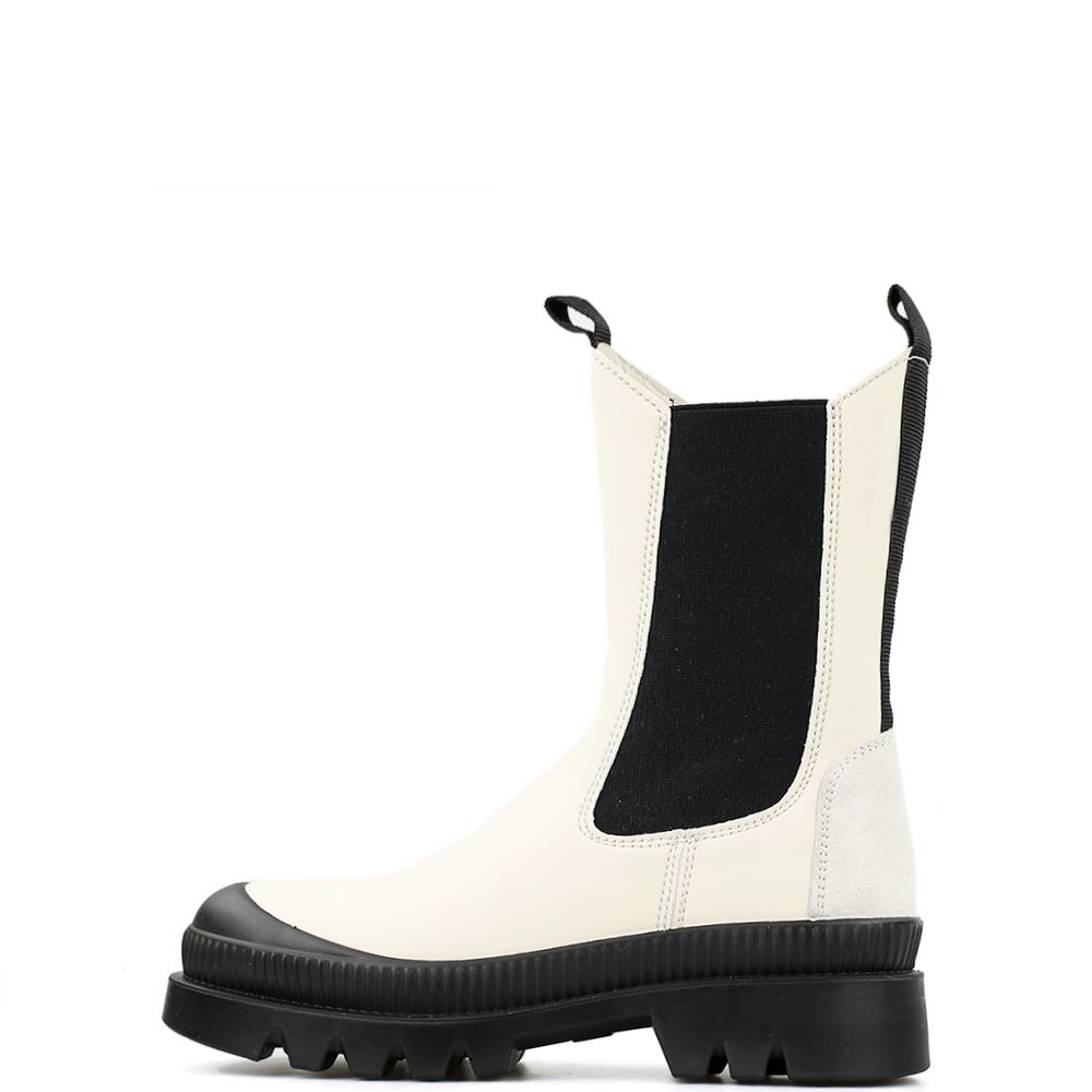 Bikerboots met elastiek Beige - Zwart