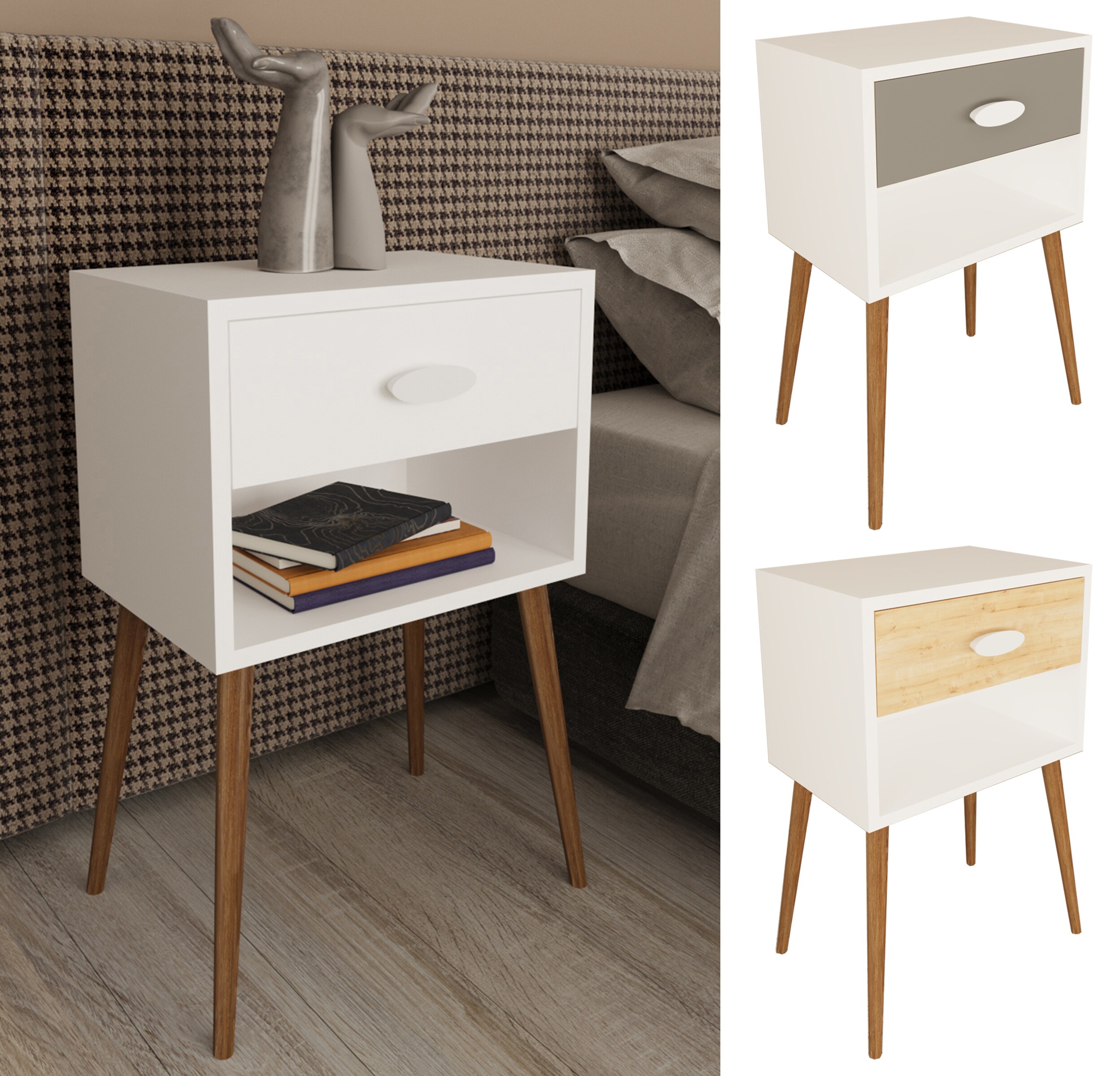 VCM Nachtschrank Beistelltisch Schublade Konsole Boxspring Nachttisch Singol XL