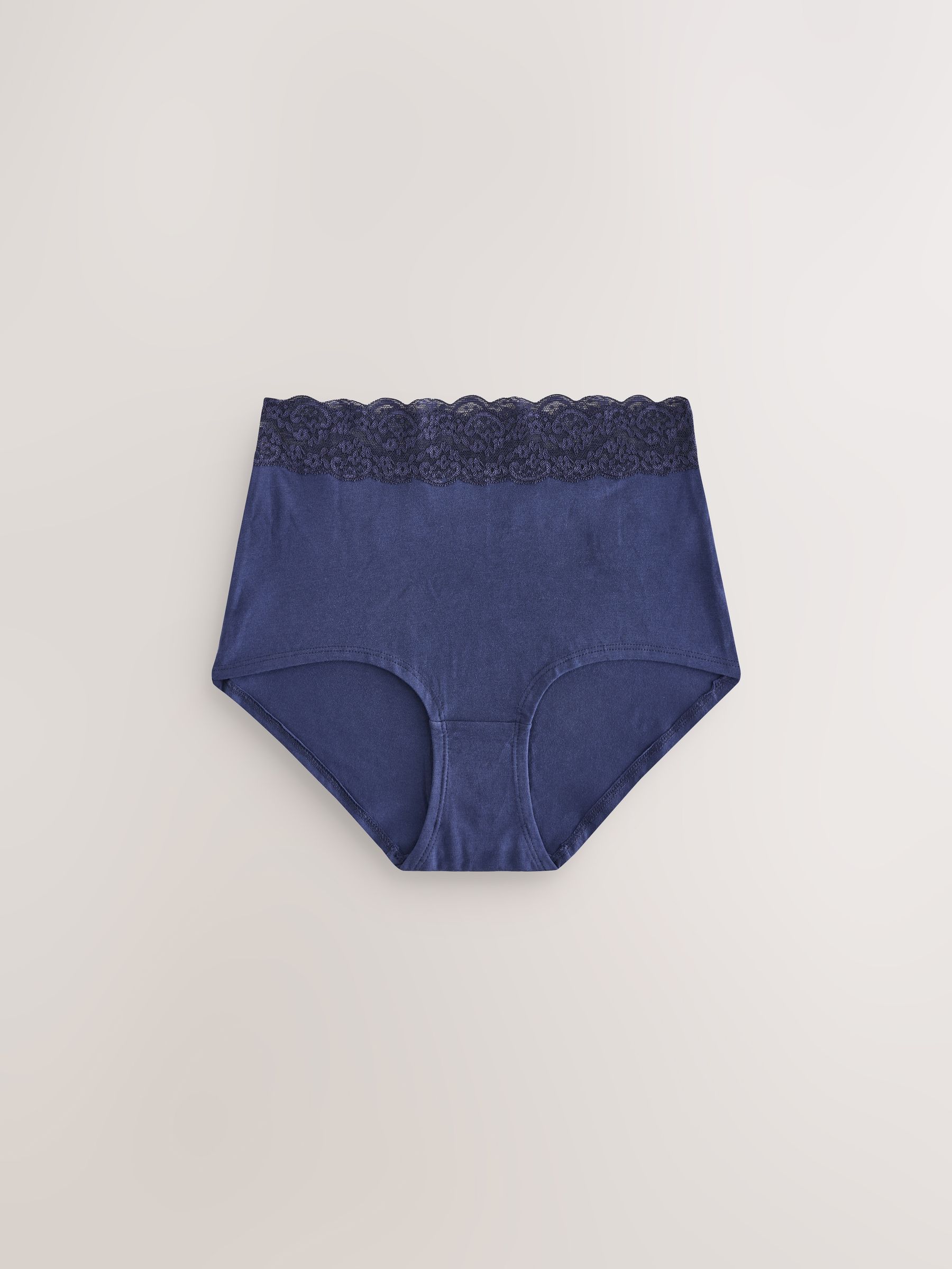 Blauw fijne bloemenprint - Katoenen kanten slipjes 4 stuks