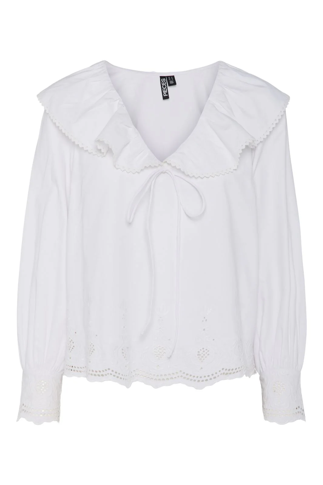 Pieces Pcannabelle Ls V-Neck Frill Top