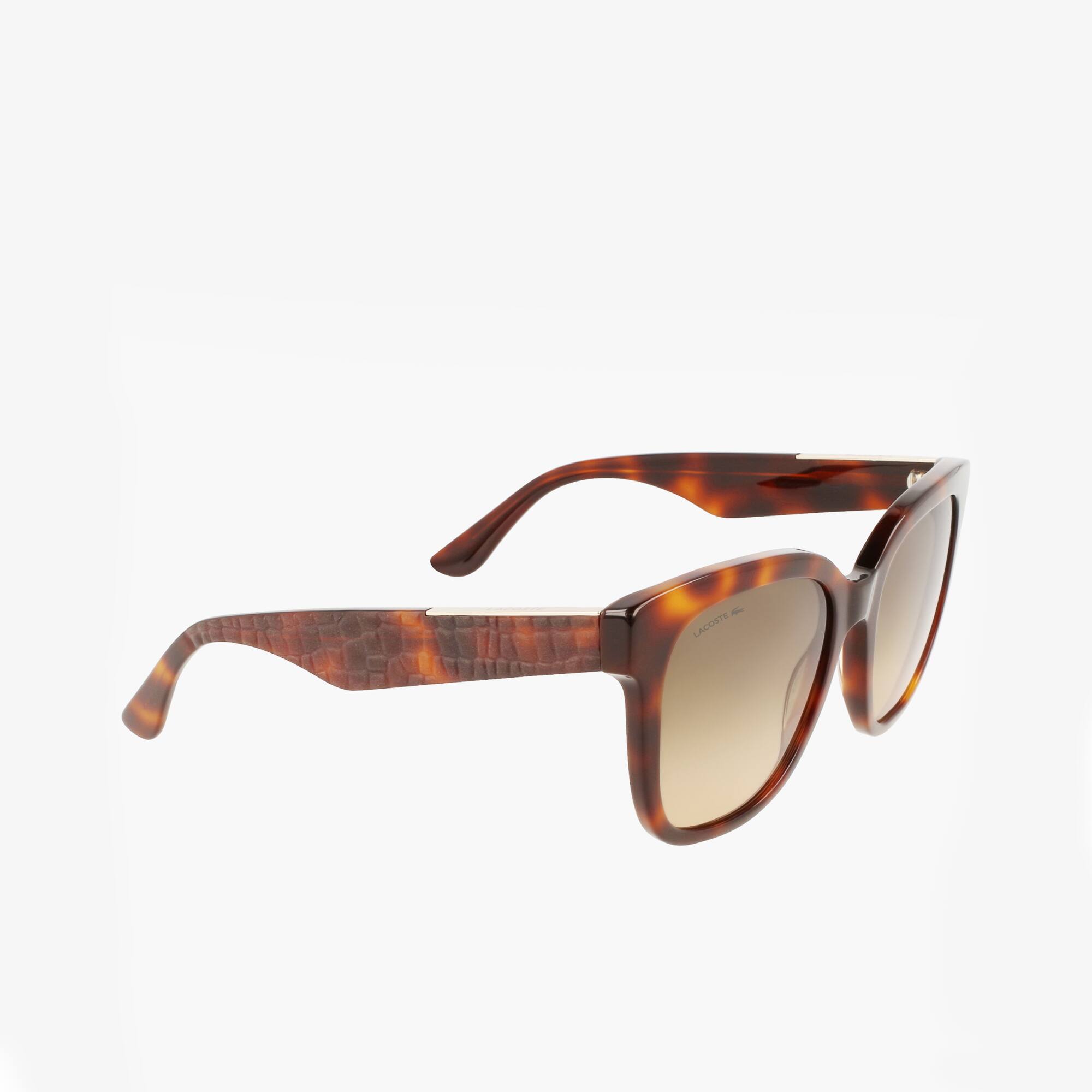 Lunettes de soleil Femme rectangulaires Croco Skin en acétate Lunettes de soleil - Marron - Lacoste - Femme
