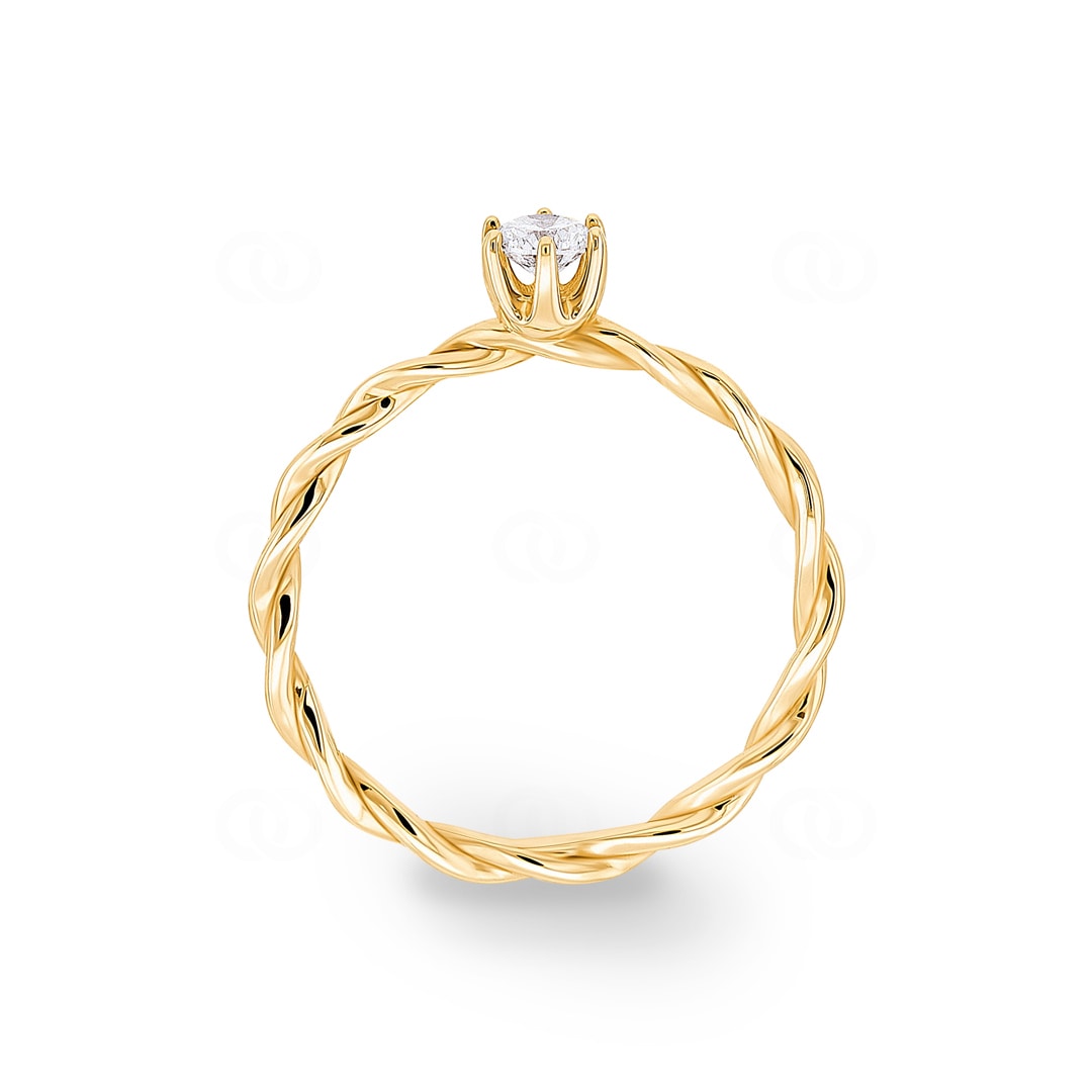 Kordelring 750/18 K Gelbgold mit Diamant 0.23 ct H/si