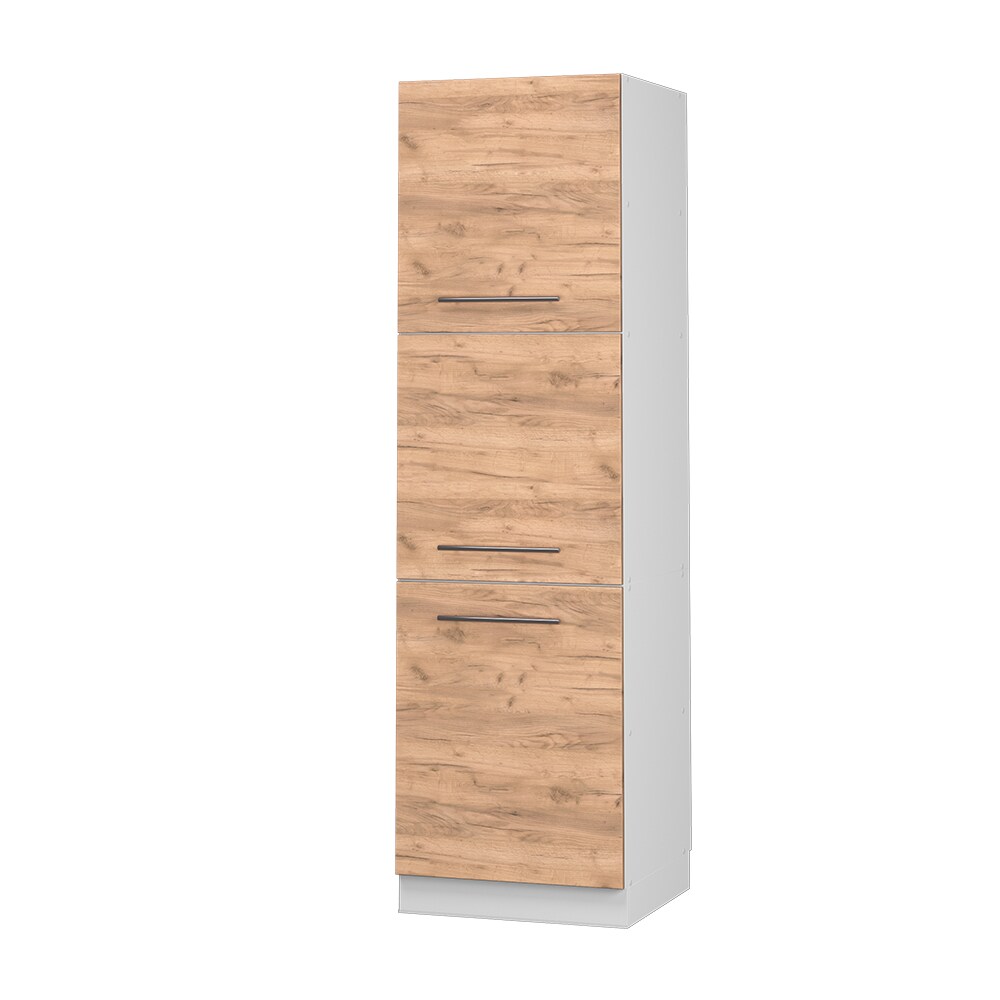 Vicco Herdumbauschrank Küchenschrank Küchenmöbel Fame-Line Weiß Eiche Goldkraft 60 cm modern Küche Einbauküche Blende Herdschrank Hochschrank Küchenzeile Drehtür Einlegeboden