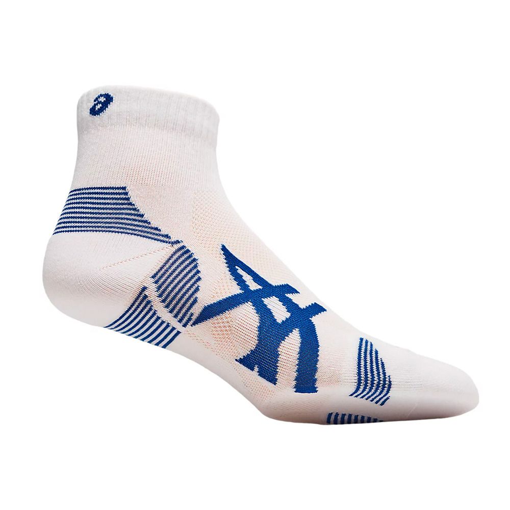 Asics CUSHION RUN QUARTER - Chaussettes x2 brilliant white/asics blue
