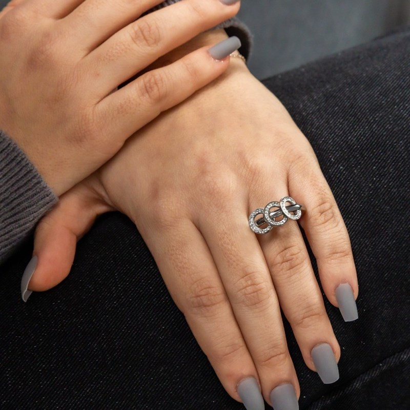 Bague Femme Acier Ornée Zirconium
