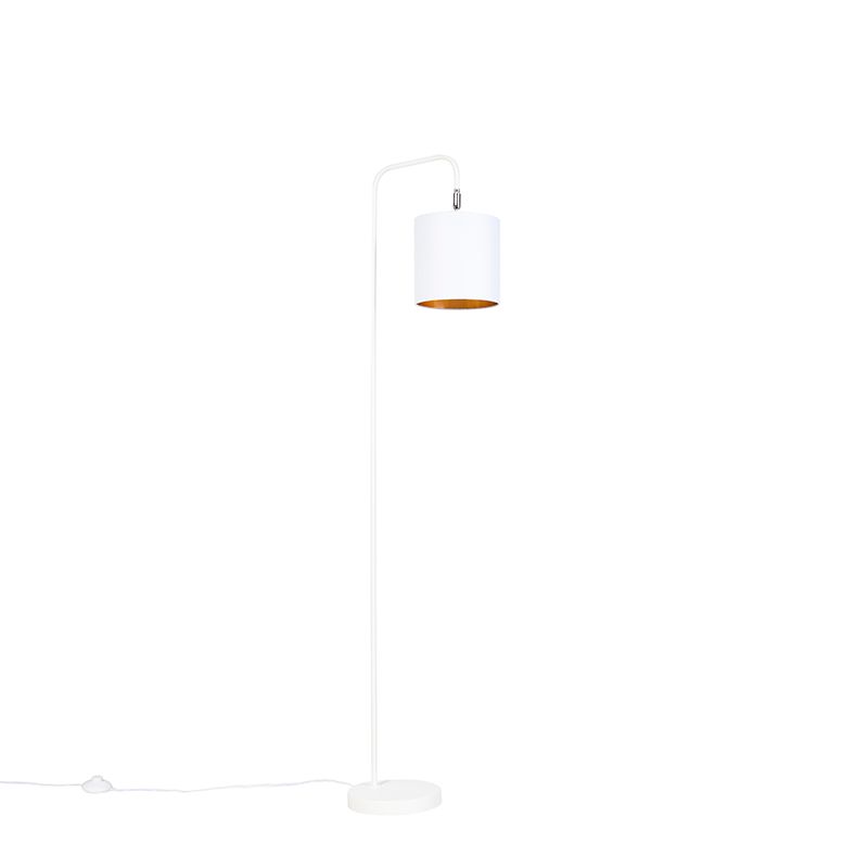 Moderne vloerlamp wit met goud - Lofty