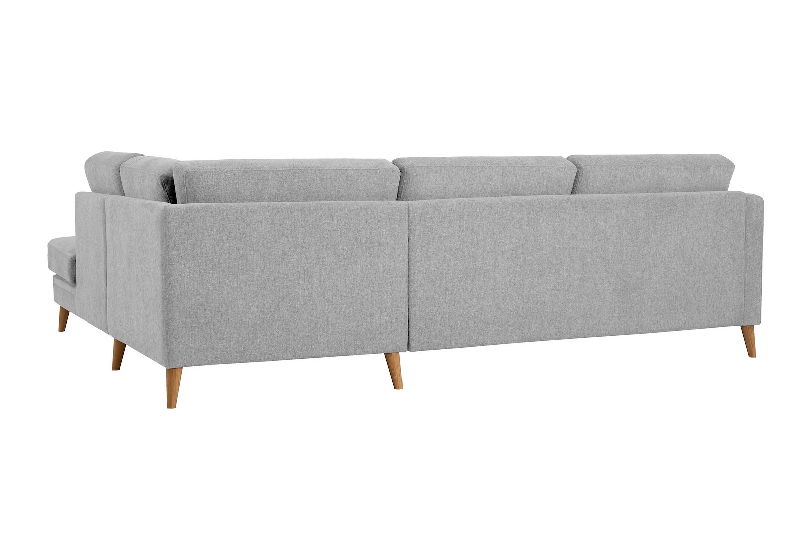 Eden hjørnesofa 2,5-seter med åpen ende høyre. Tekstil Thor 3/1 Light Grey med ben i eik natur (15137).