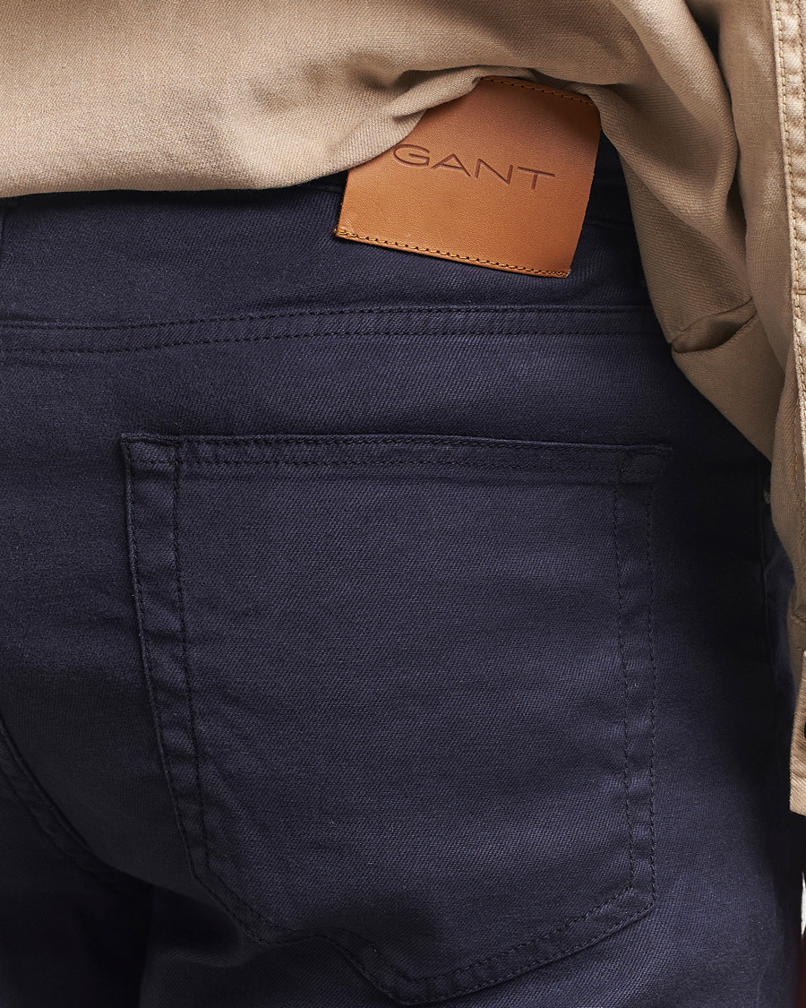 GANT Regular Cotton/Linen 5-Pocket Pants Evening Blue