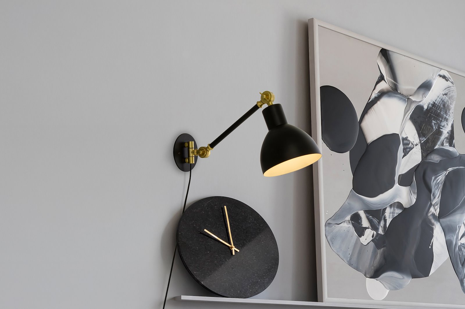 Dublin vegglampe Svart/matt messing E27