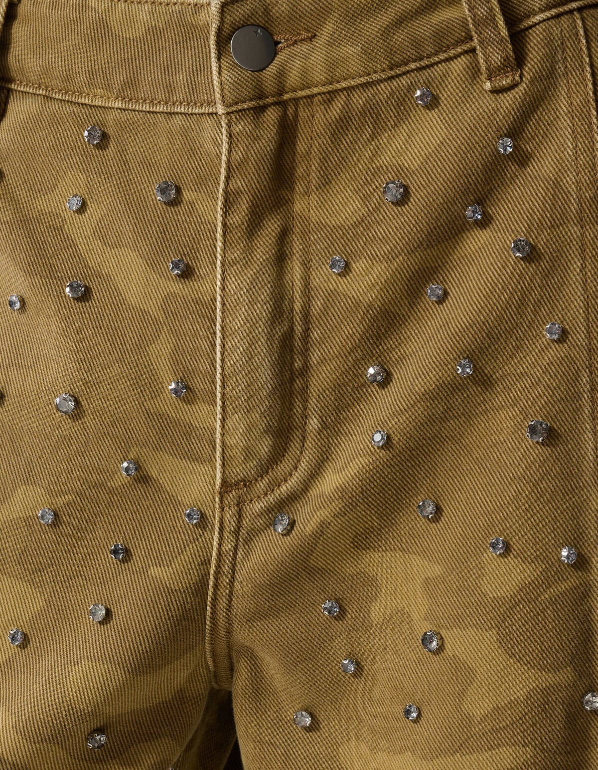 Camo Strass Jeans Khaki
