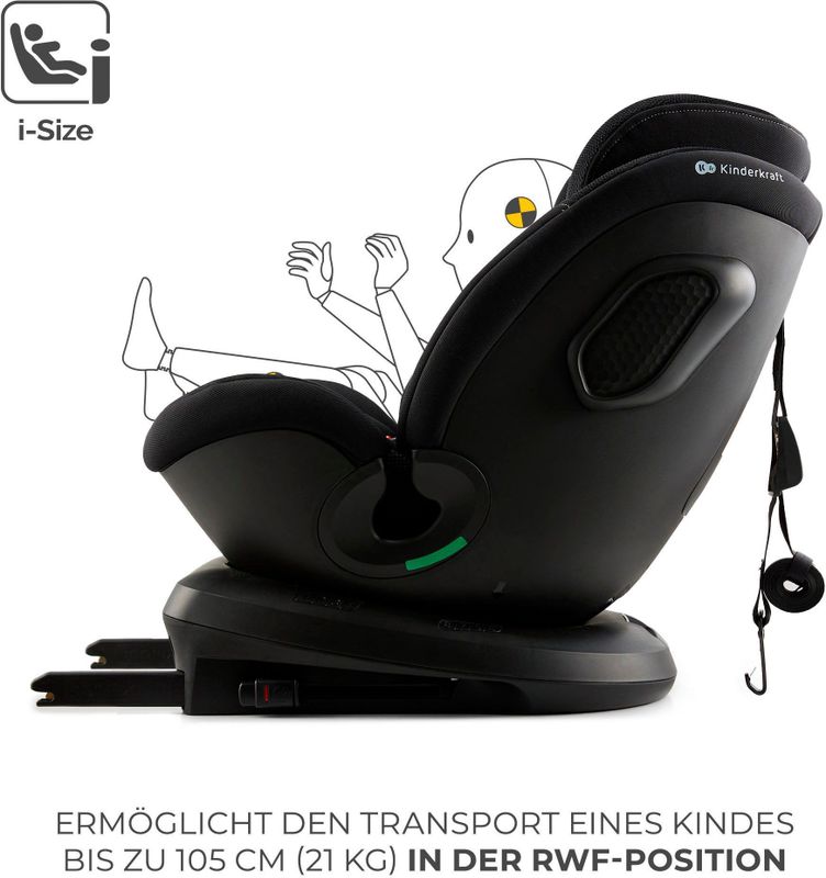 Kinderkraft - XPEDITION 3 i-Size - Autostoel - Zwart - 360° draaibare base - RWF tot 22 kg - H-GUARD+ & SPS+ zijbescherming