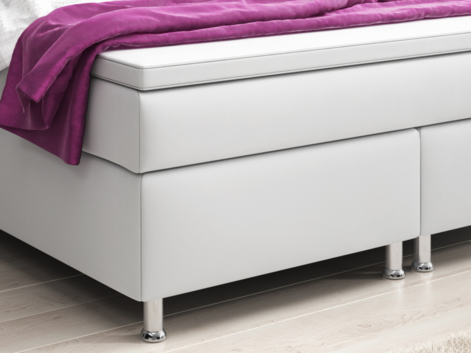 Boxspringbett - weiß - Kunstleder - H3 - 180x200 cm