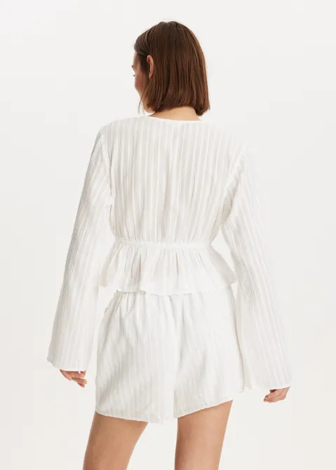 Blouse met textuur wit (WIT)
