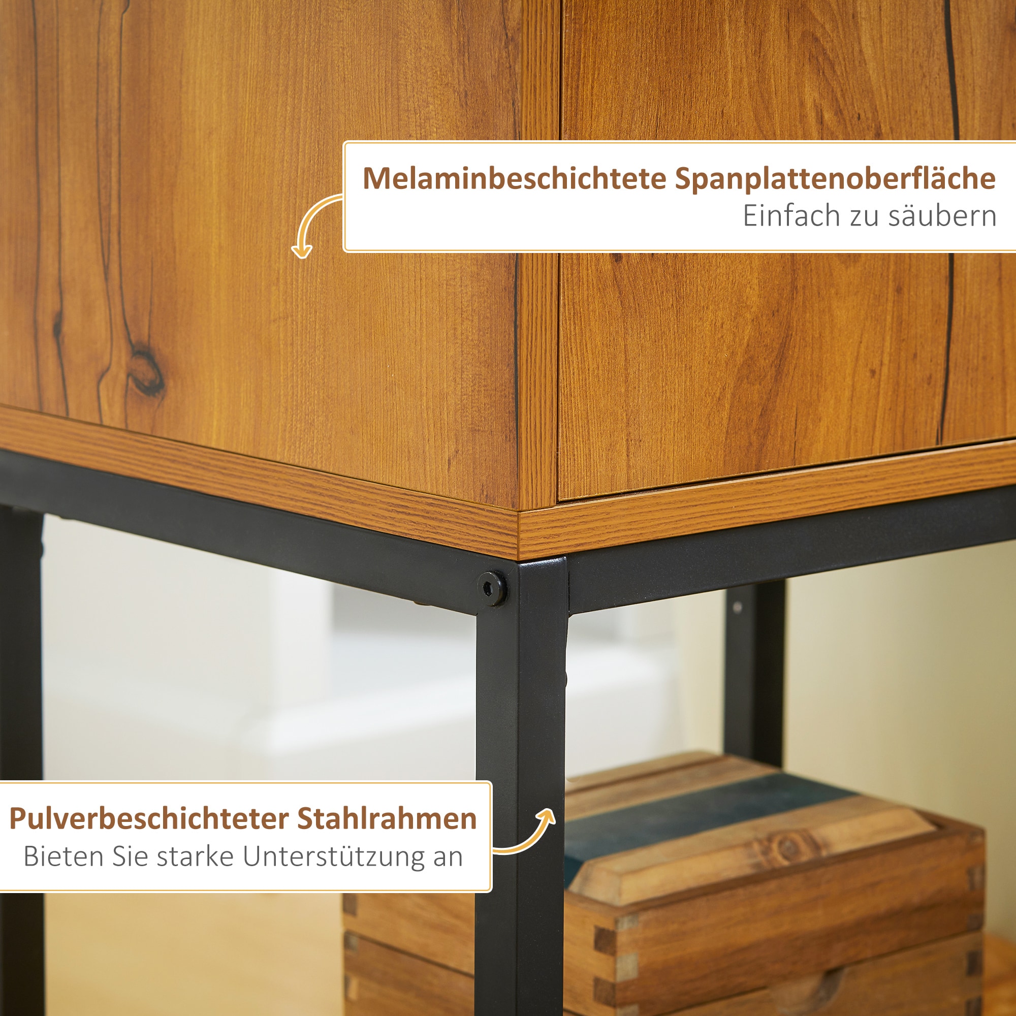 HOMCOM Konsolentisch mit rutschfesten Fuß natur 40L x 30B x 76H cm