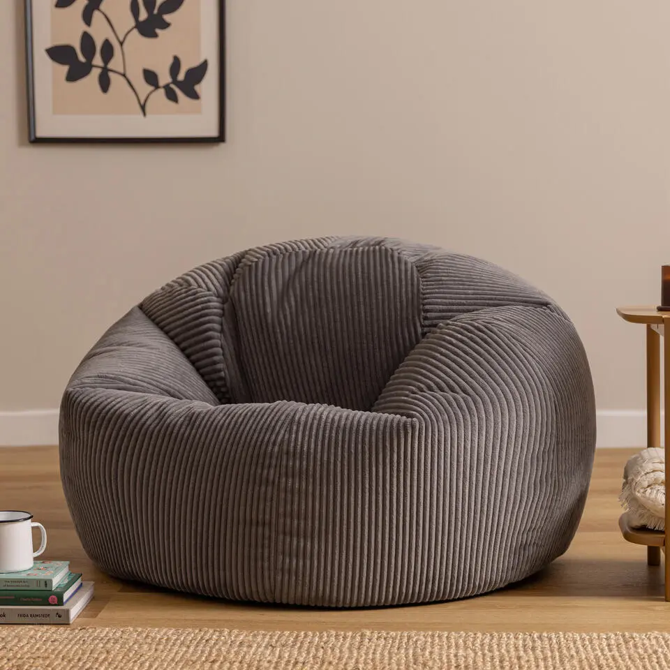 icon - Kingston XL Zitzak Fauteuil - Ribfluweel - Houtskool