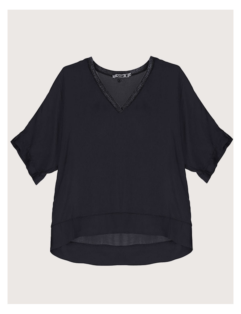 PLEASE TOP MANCHES 3/4 VISCOSE NOIR