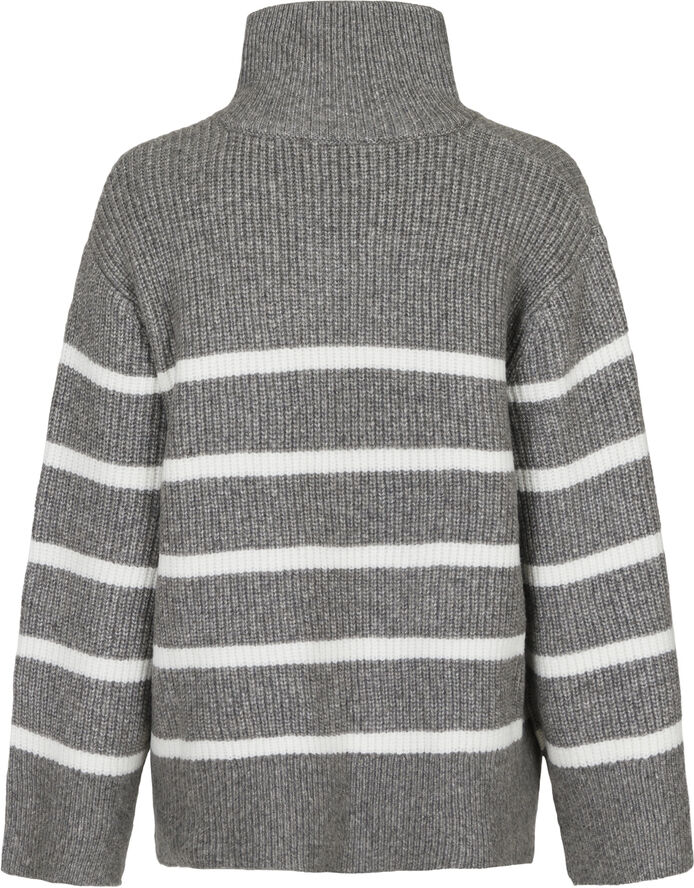Neo Noir Nevena Stripe Knit Blouse Dark grey/off white
