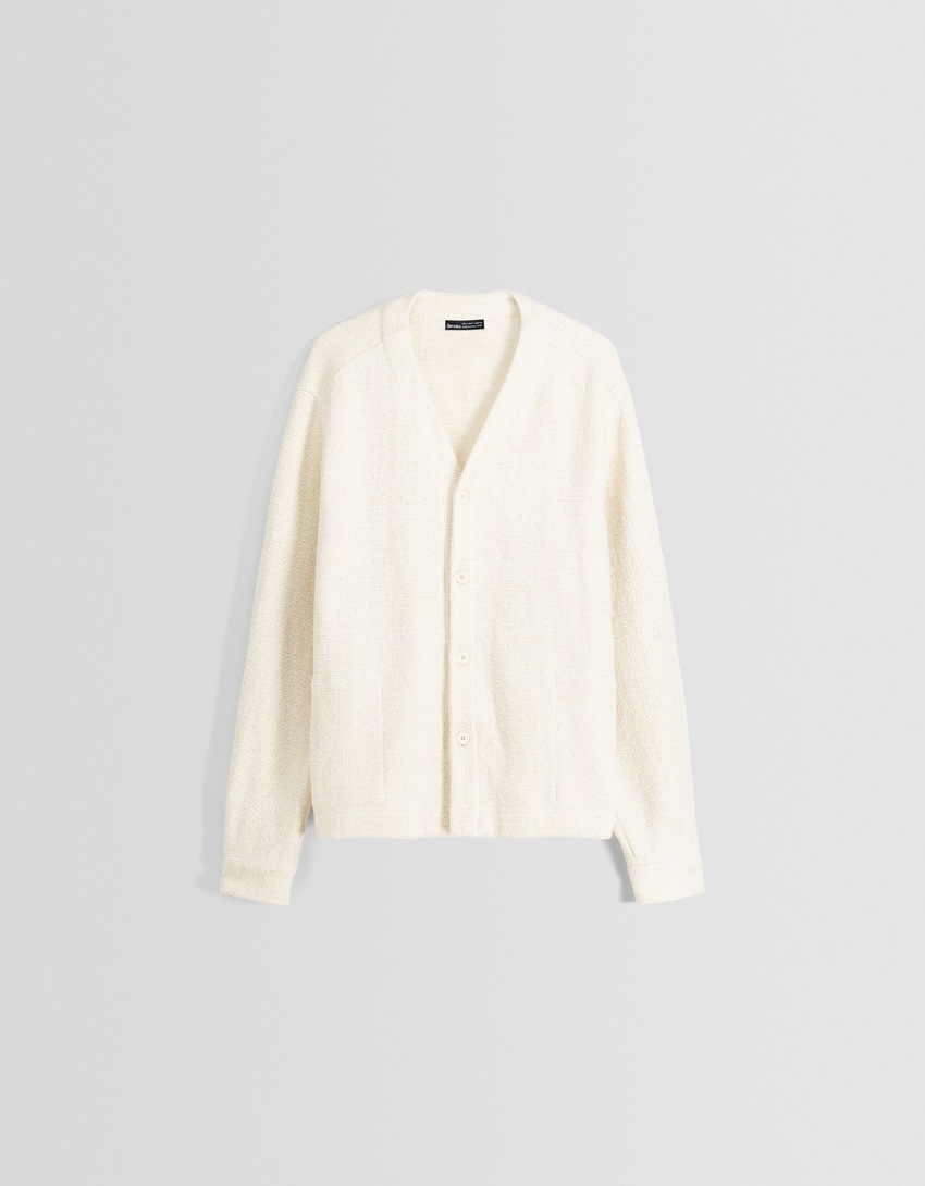 Cardigã curto estilo camisa