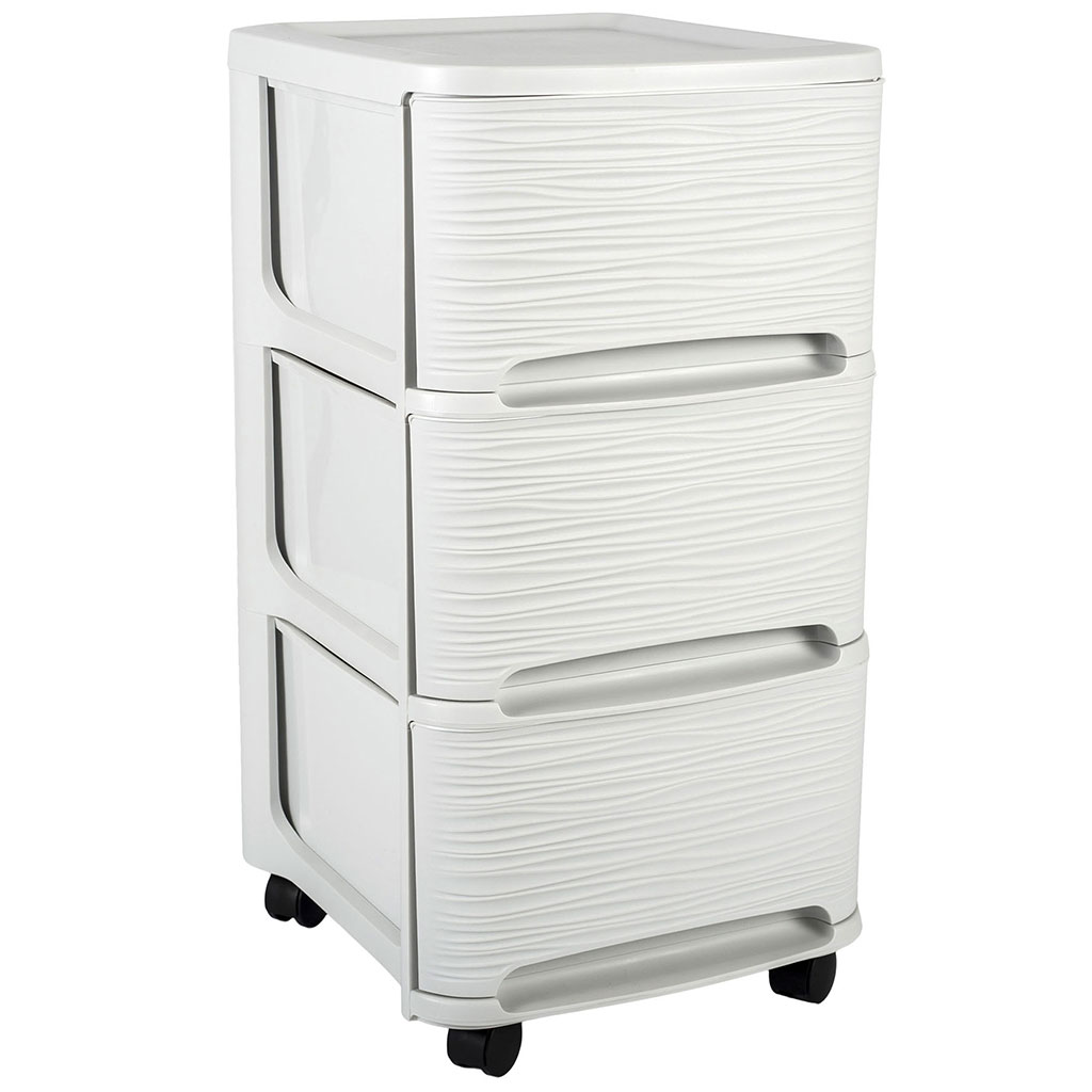 Tour de rangement STONE 3 tiroirs blanc