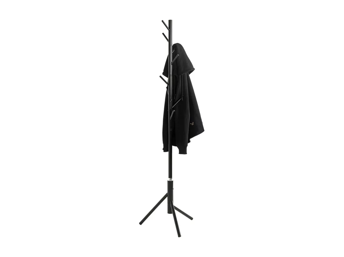 Porte-manteau avec 8 crochets en métal coloris noir - diamètre 48 x hauteur 173 cm