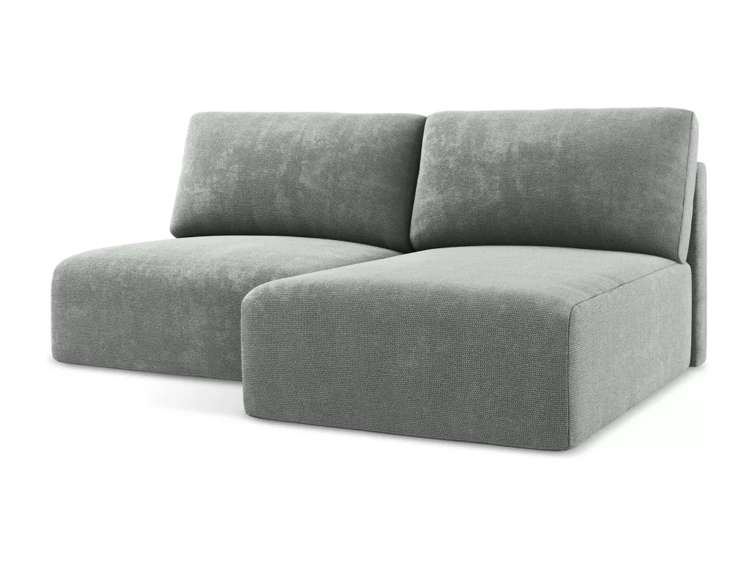 Canapé d’angle 3 places droit sans accoudoir convertible en Chenille - gris - KONA