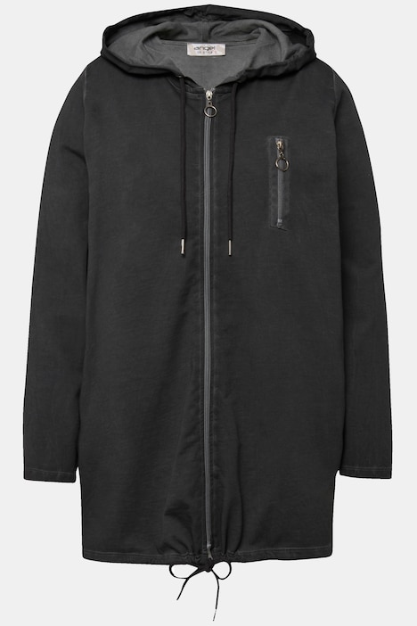 Hoodie-Jacke, oversized, cold dyed Sweat, Kapuze, Rückenprint, Langarm